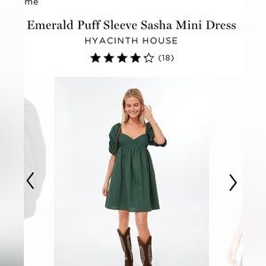 Hyacinth House Tuckernuck Green puff sleeve dress Size L